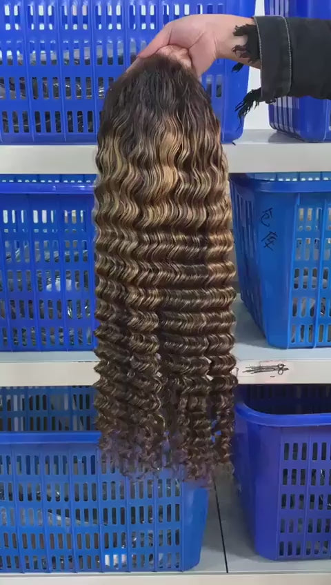 Highlighted Deepwave 13X4 Transparent Lace Front Wig