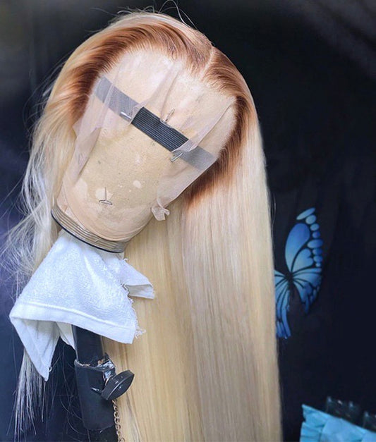4/613 (Brown Roots) Straight 13X4 Transparent Lace Front Wig