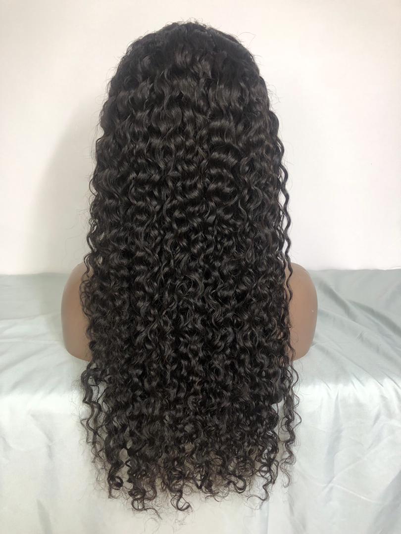 Natural Color Deep Curly 13x4 Transparent Lace Front Wig