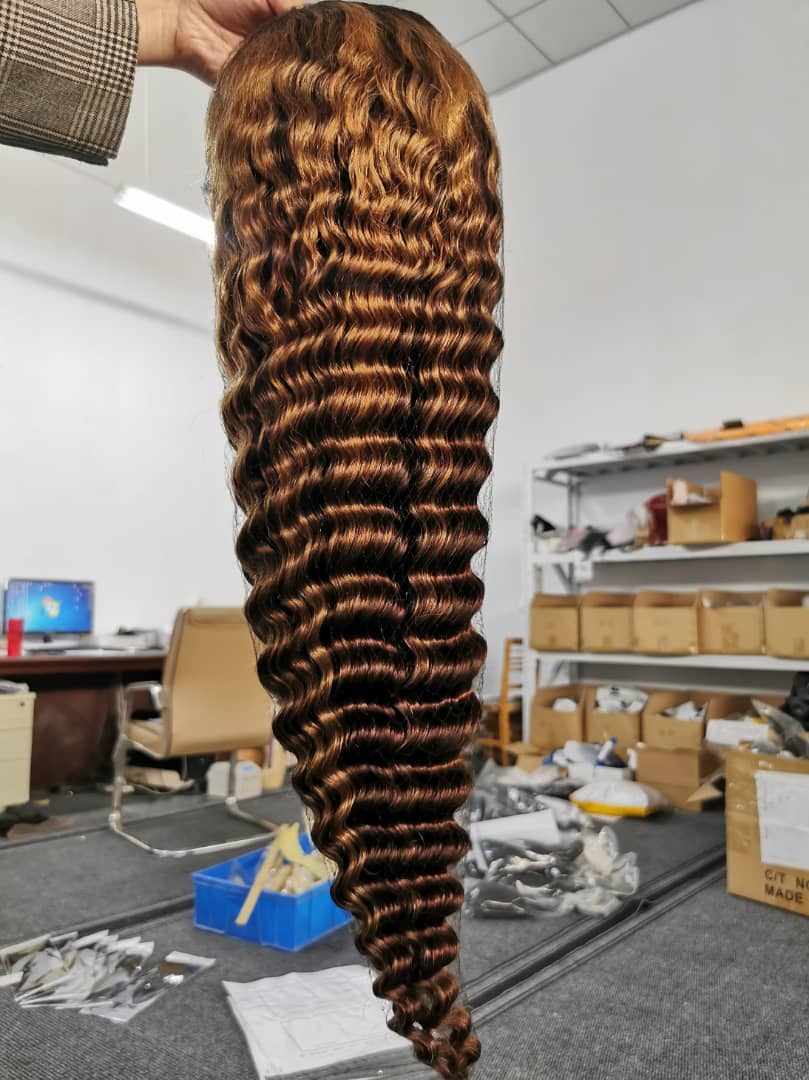 Highlighted Deepwave Transparent Lace Closure Wig, (180% Density)
