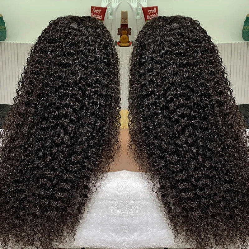 Natural Color Deep Curly 13x4 Transparent Lace Front Wig