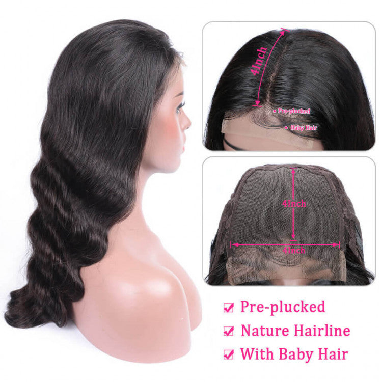 Bodywave Transparent Lace Closure Wig (180% Density)